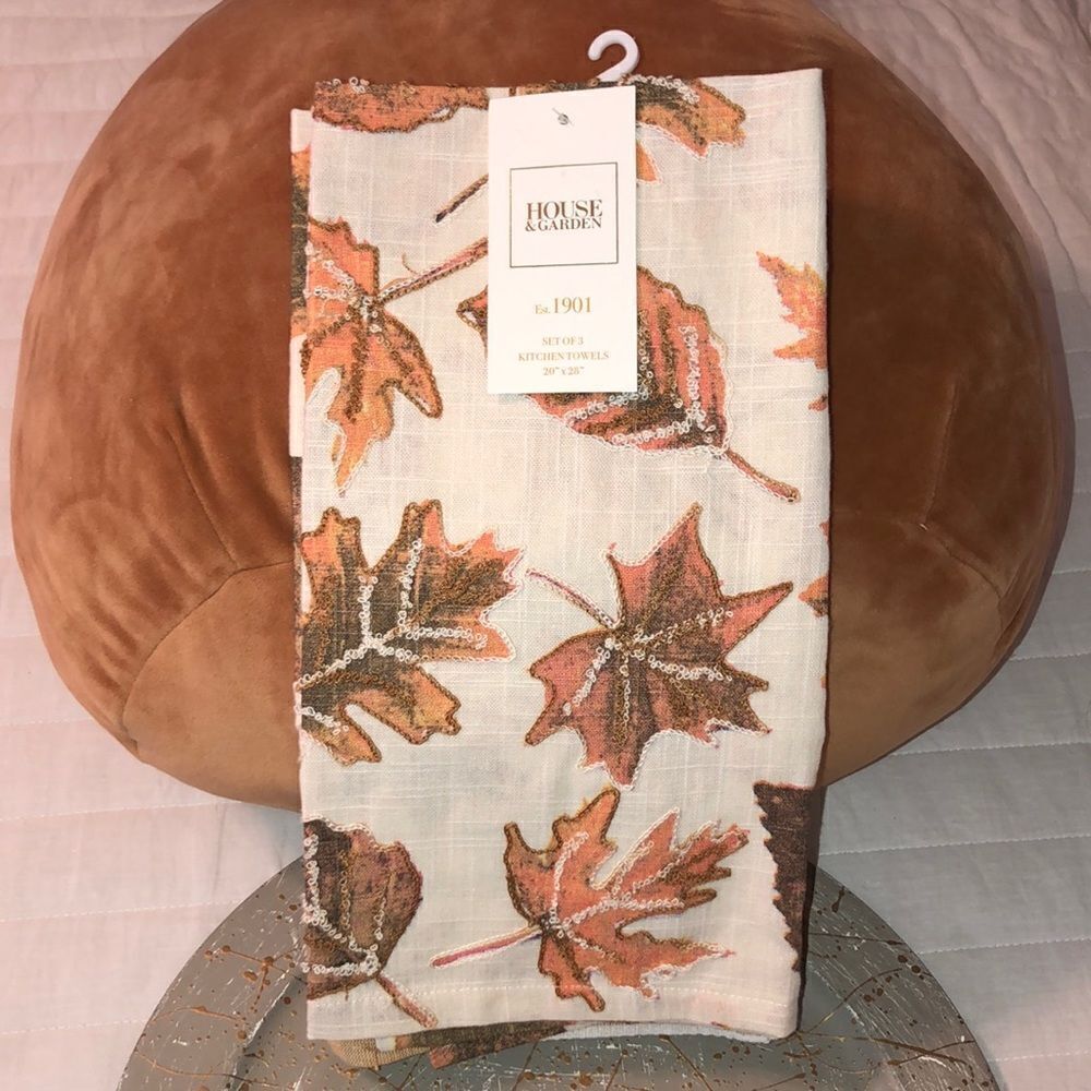 HOUSE &Β GARDEN Set of 3 Cotton Fall HarvestβKitchen Towels